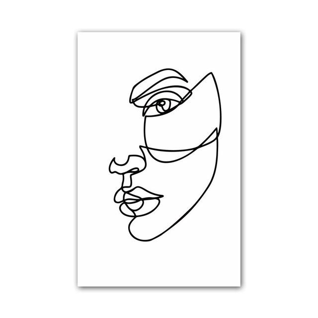 Nordic Minimalist Line Figure Painting Canvas Painting Abstract Face Poster Office Living Room Bedroom Home Decoration Mural No Frame