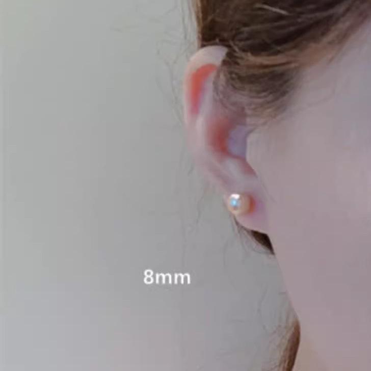 Elegant 8-14MM Mantou Pearl Stud Earrings with Gold Pins - High-Quality, Simple Design