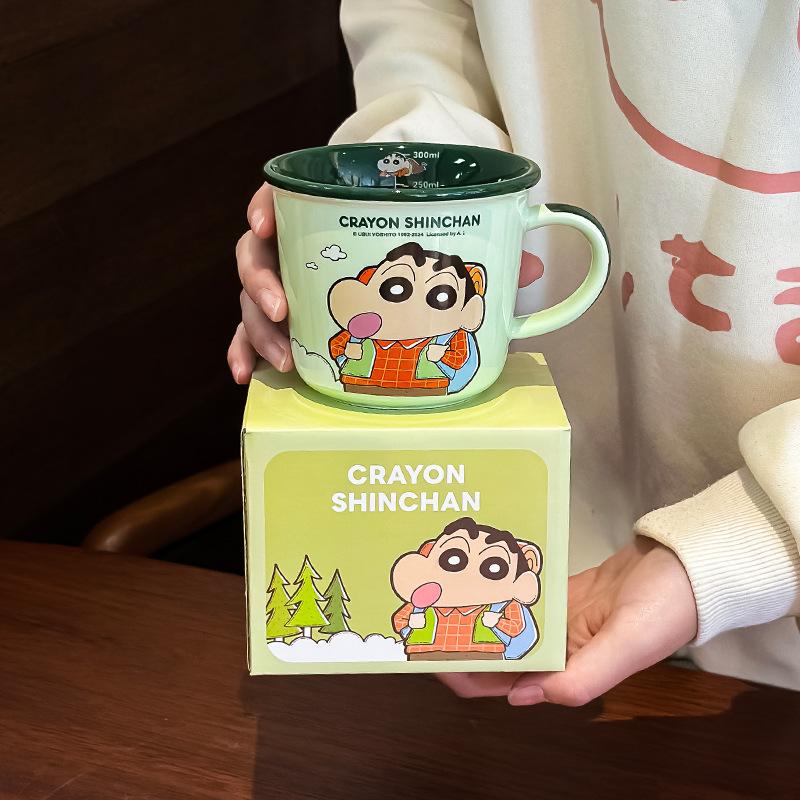 Crayon Shin China Cup Mug Girl Cute Couple Water Cup Household Breakfast Ceramic Coffee Cup Birthday Gift