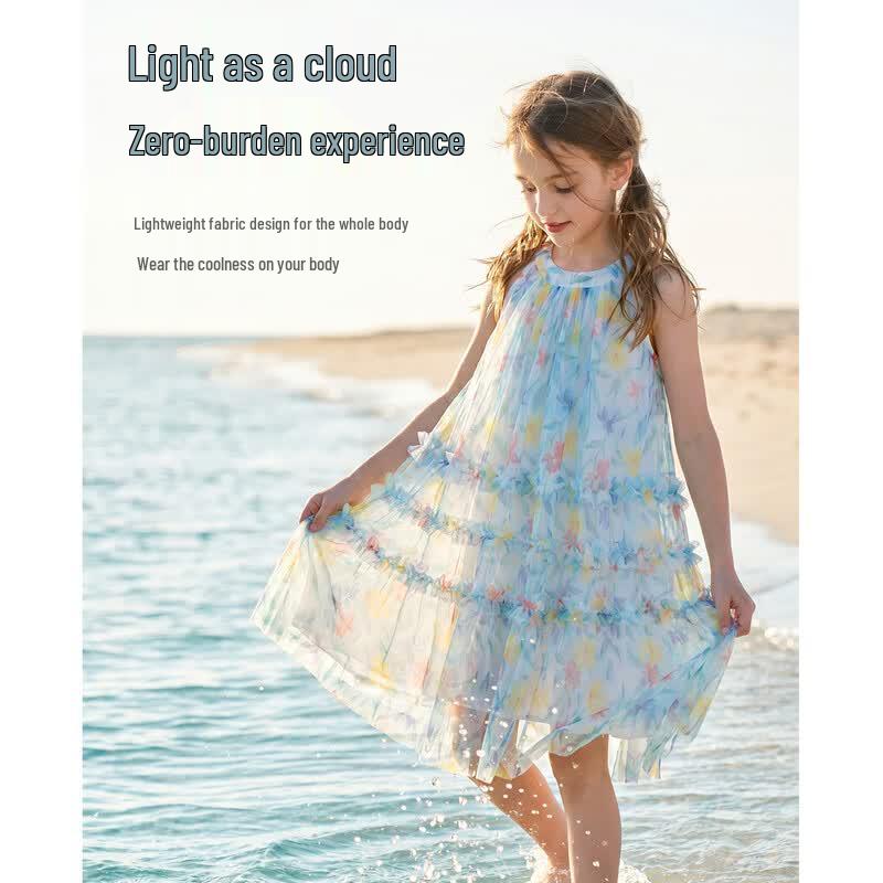 Montevallo Girls  Summer Floral Mesh Halter Dress 165
