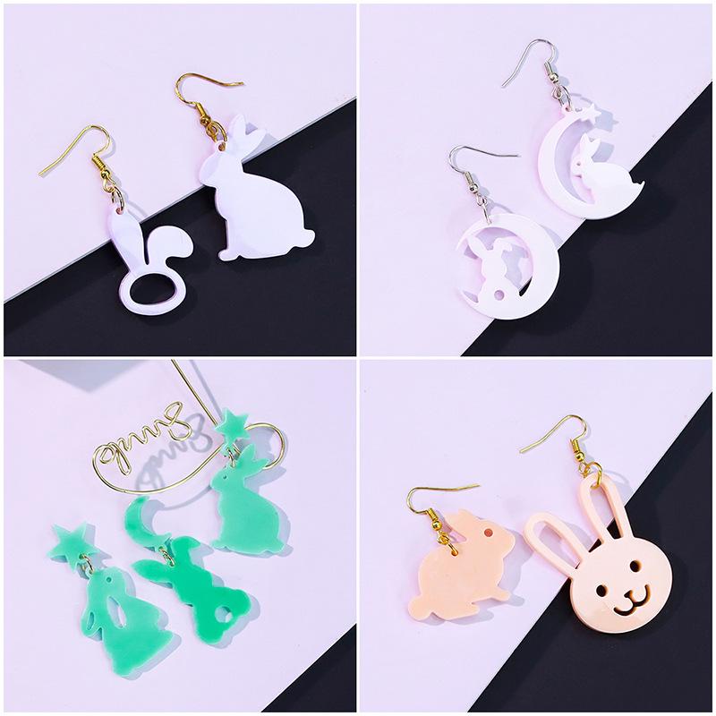 Easter Bunny Easter Egg Hollow Pattern Earring Pendant Silicone Mold Mould For Diy Ornaments Keychain Necklace Charms Mold