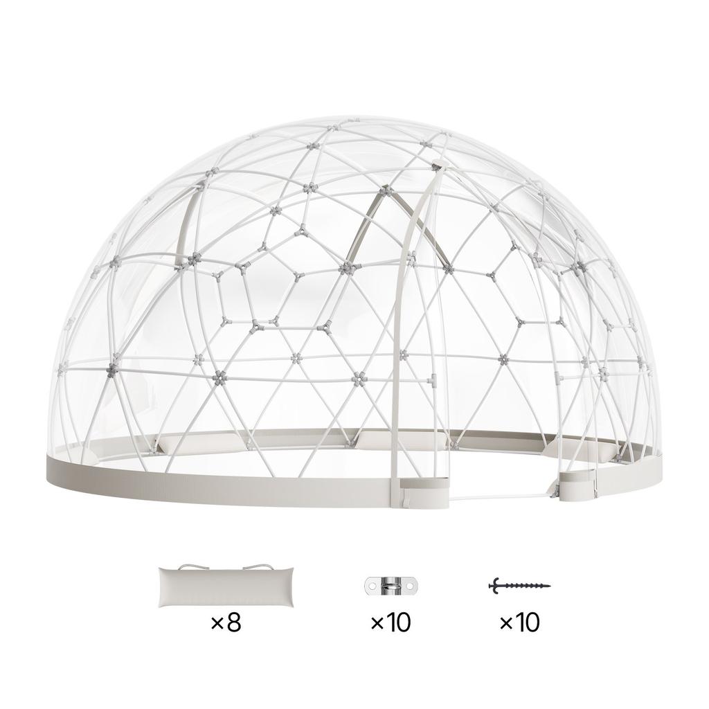 VEVOR Cupola Igloo da Giardino, 3,6 x 2,2 m Tenda a Bolla Trasparente da Esterno per 4-7 Persone, Serra Geodetica a Cupola Resistente alle Intemperie con Finestra