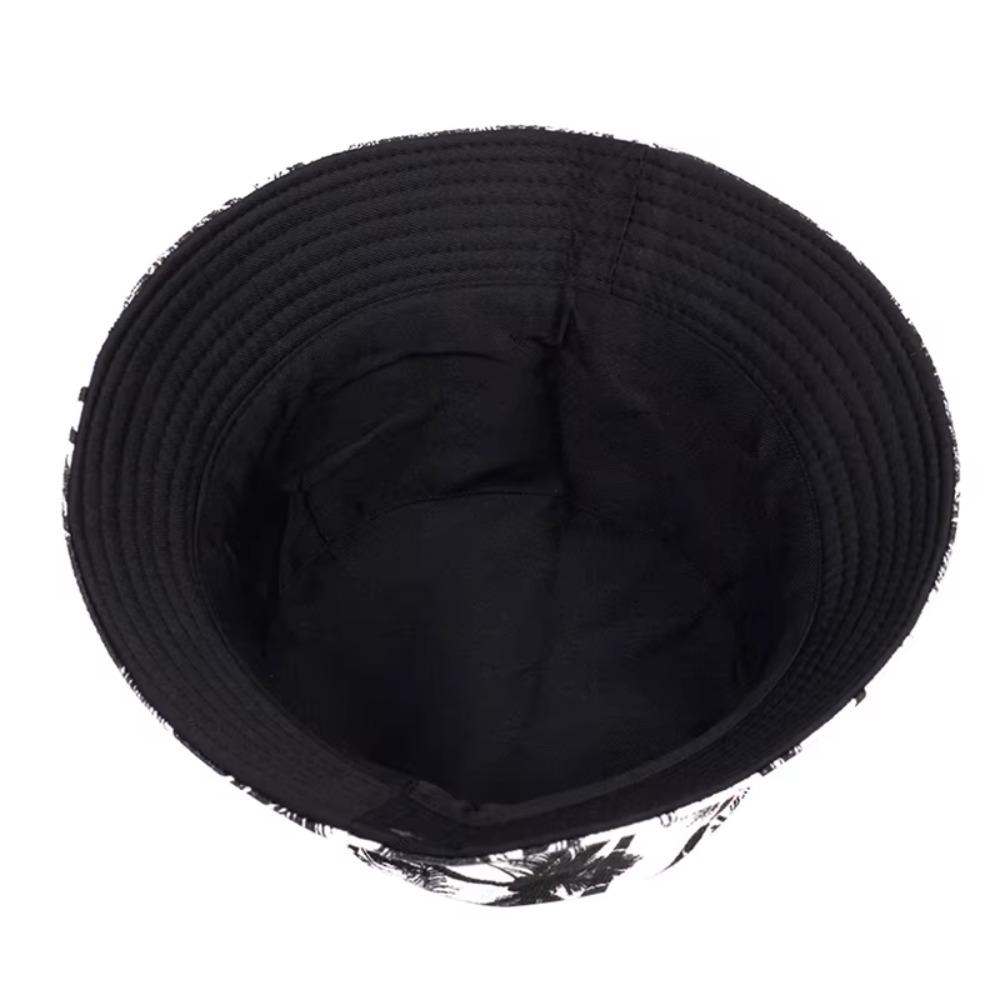 Black White Coconut Tree Printed Hat UV Protection Panama Sun Hat Summer Outdoor Travel