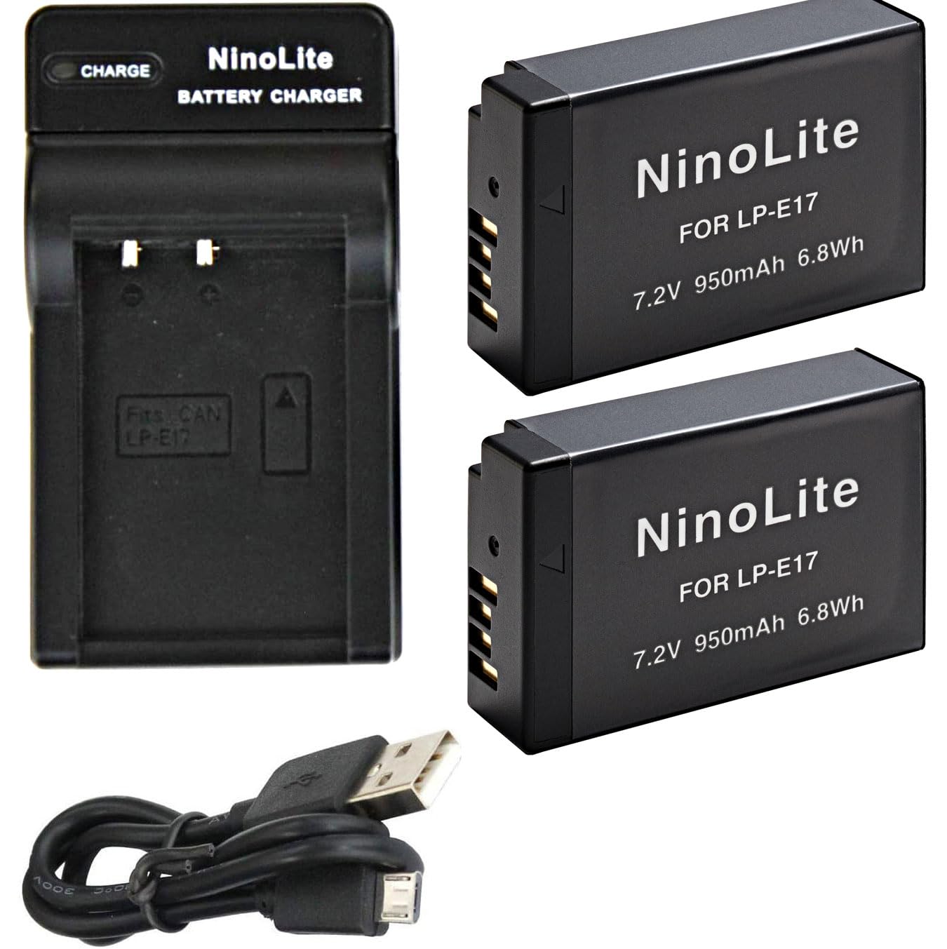 

NinoLite Two Compatible Cameras USB Charger for Canon EOS EOS EOS M6 Mark 3-Piece Set LP-E17 + RP, 9000D, II, etc.