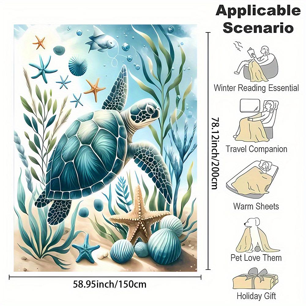 Sea Turtle Printed Blanket , Warm and Comfortable Throw Blanket Sofa Bed Sofa Camping Trip, the Best Gift.