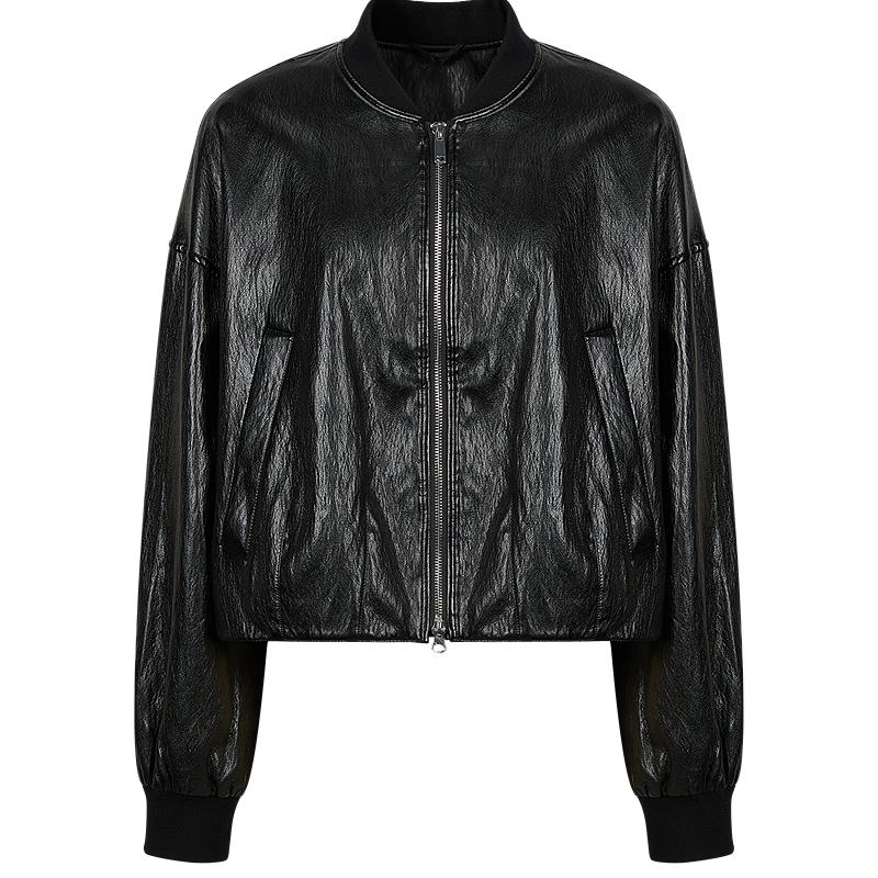 

Женская бейсбольная куртка Jiuzi Anna Kou в американском ретро-стиле из ПУ кожи M