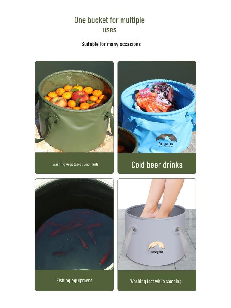 Large Portable Folding Basin for Travel: Multi-use for Washing Fruits, Face, and Feet - Ideal for Camping and Picnics