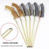 Stainless Steel Wire Brush with Bent Head and Iron Handle for Rust Removal