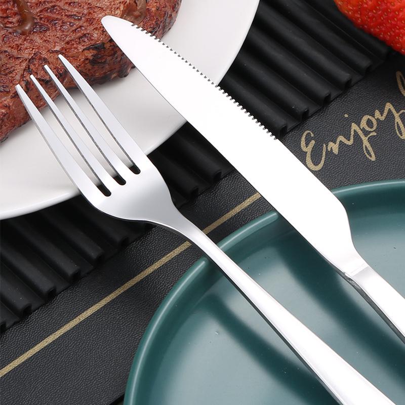 Western Cutlery Set - Thickened Pointed Handle, Stainless Steel Fruit Fork, Dessert Spoon, Steak Knife, Fork & Spoon, New Chinese Style.