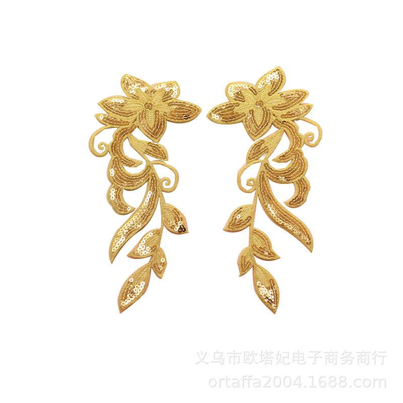 Embroidery Sequins Plum Flower Cloth Patch Opera Costume Ironing Patch Lace Patch