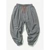 Men's Loose-fit Harem Pants, Elastic Drawstring Waist, Non-stretch Casual Lantern Trousers, Lightweight Quick-dry