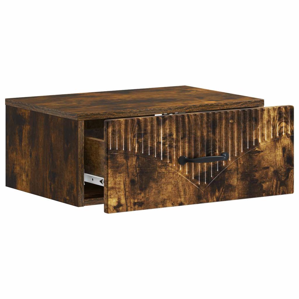 Wall Mounted Nightstand Smoked Oak 49 x 34.5 x 20 cm