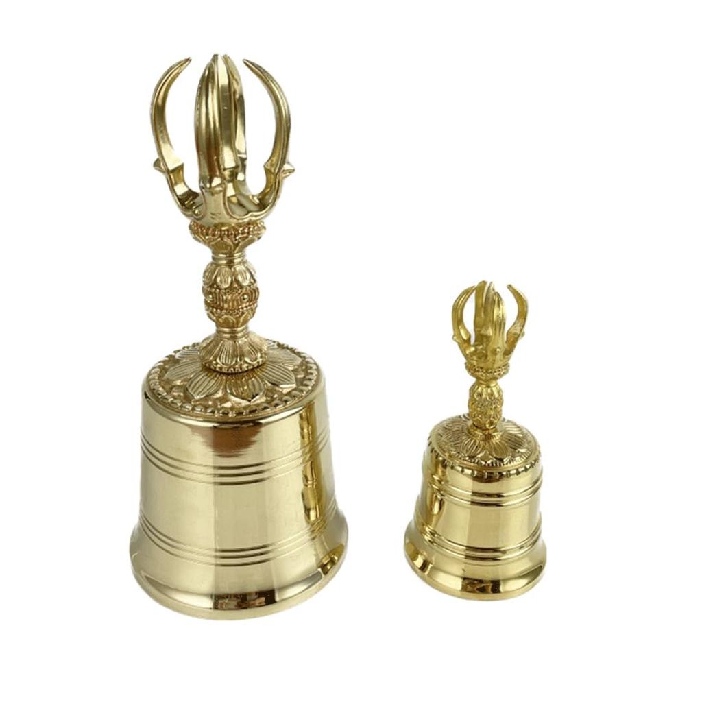 Brass Vajra Bell (Five-pronged bell), a Buddhist ritual implement used in Esoteric Buddhism, a temple Buddhist implement (medium size: Height 16.5cm x
