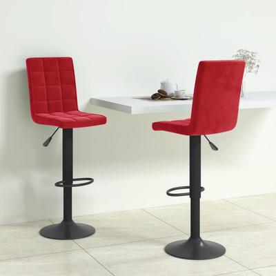 Vidaxl Bar Stools, 2 Pcs., Wine Red, Upholstered In Velvet