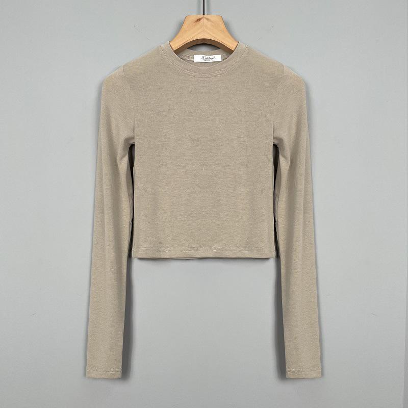 Dongdaemun Slim Fit Sexy Long Sleeve Cropped T-Shirt for Women