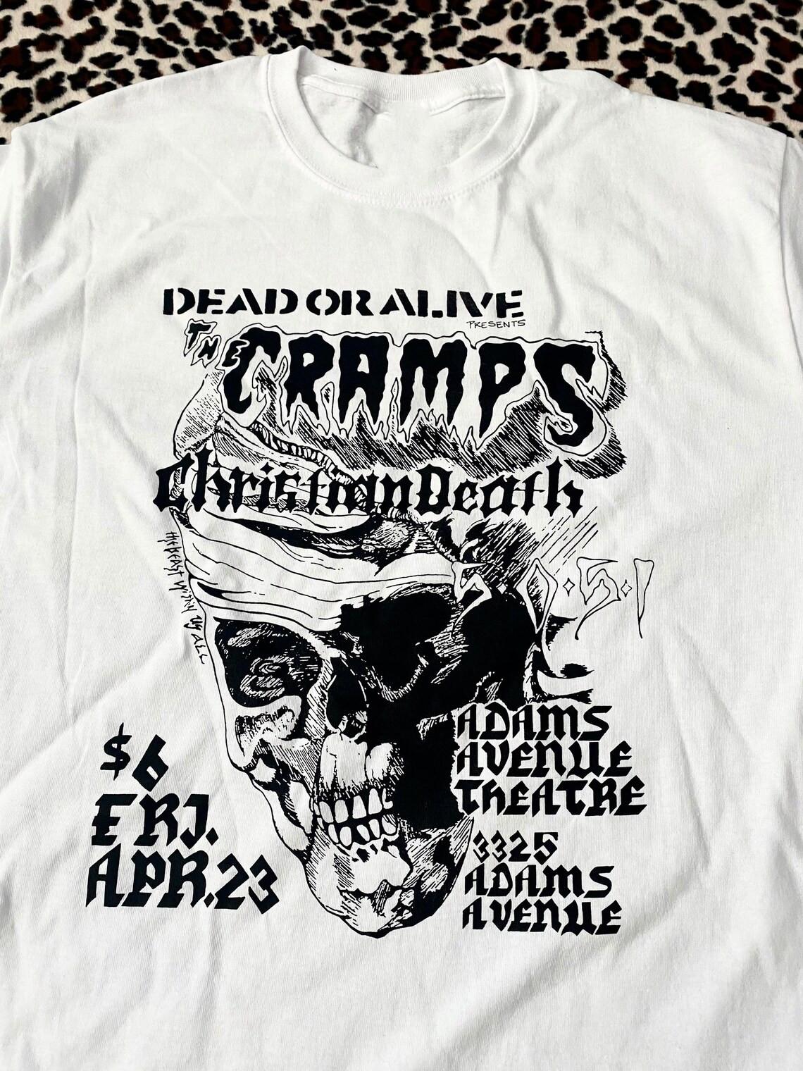 NEW THE CRAMPS Band Skull Heavy Cotton White T Shirt S-5XL TU730 S