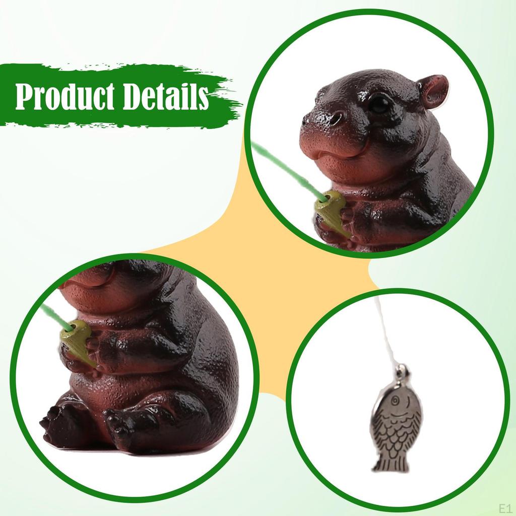 Garden Statue Miniature Hippo Figurine Resin Desktop Ornament Micro Landscape Decor for Yard Shelf