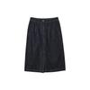 Solid A-Line Casual Denim Long Skirt Women Skirts Dark-Blue L323W049-03EW