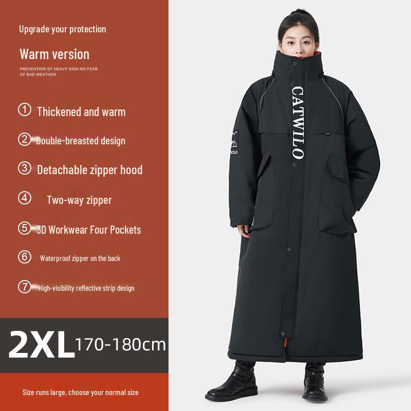 Electric Vehicle Winter Windshield Fleece-Lined Warm Coat for Bicycles & Motorcycles - Cold Weather Windproof Gear