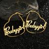 Atoztide Personalized 50mm Custom Name Earrings For Women Stainless Steel Heart Crown High Quality Weddings Party Jewelry Gift