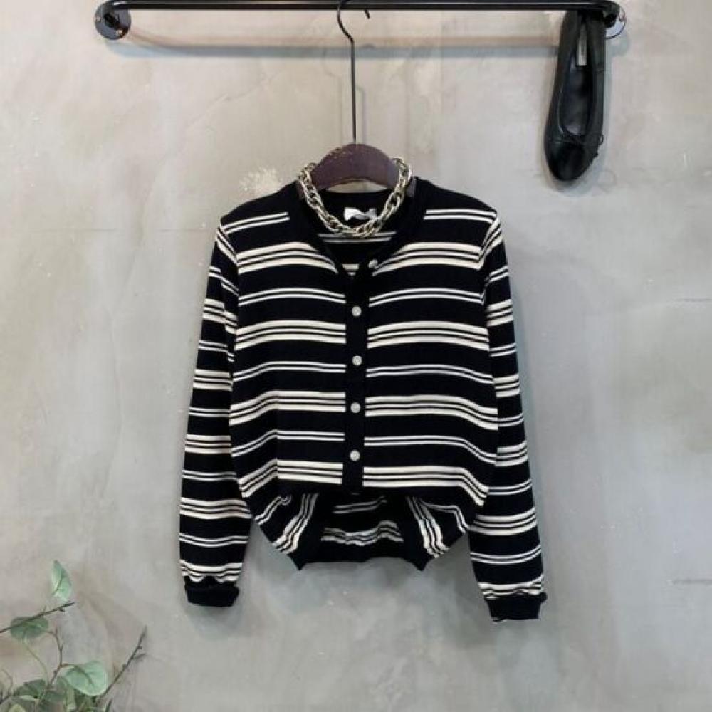 C S In The Room Hupo Stripe Long Sleeve Knit Cardigan 3Color