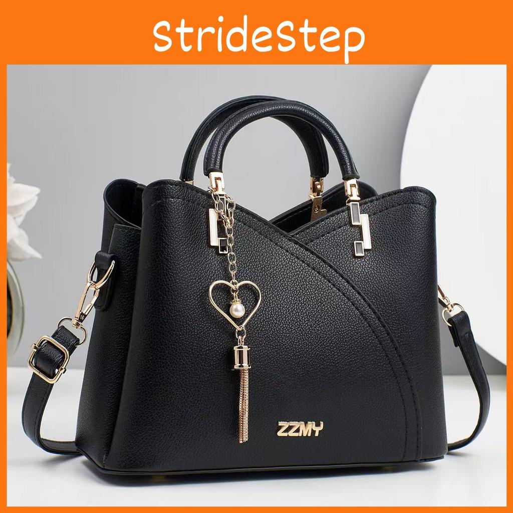 Color Single Solid Shoulder Crossbody Bag With Heart Shape Pendant Gift Handbag