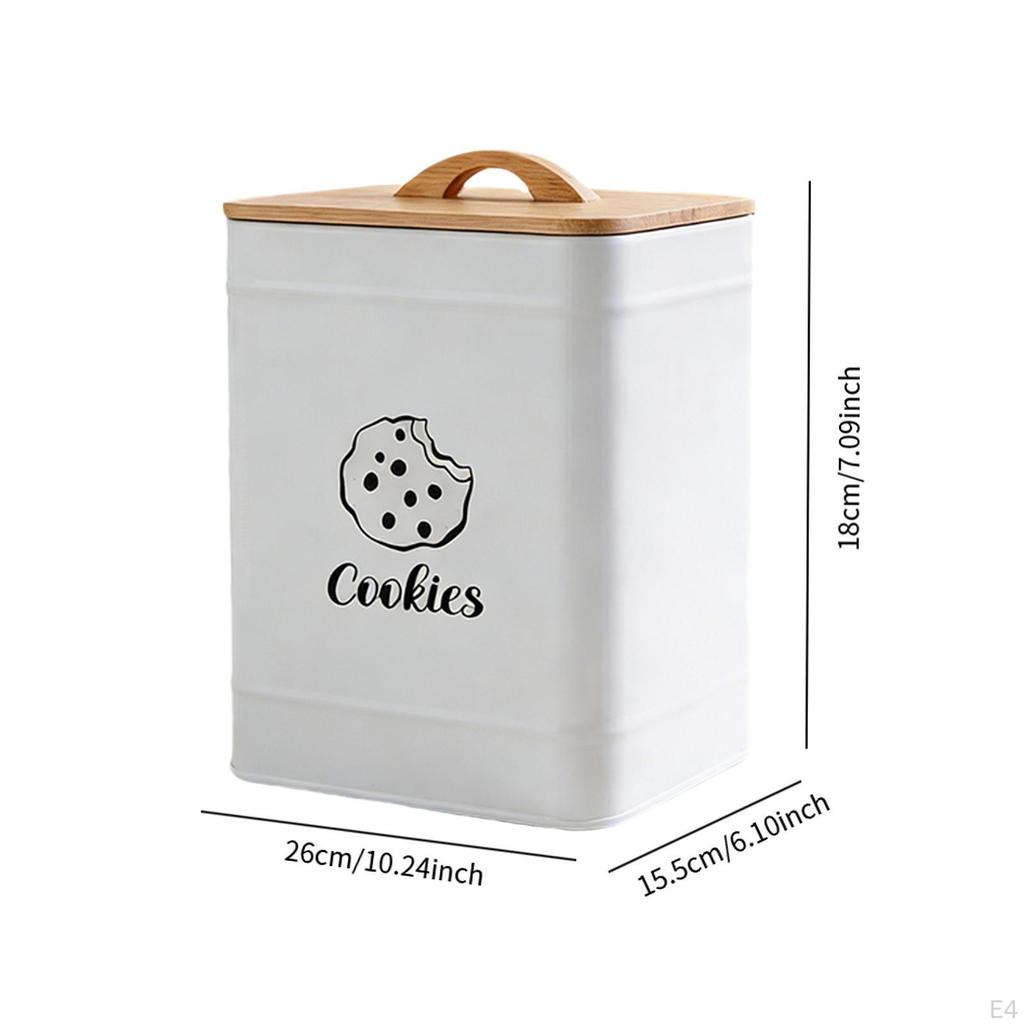 Cookie Jar Food Container Carbon Steel with Airtight Lid Large Capacity Sealed Storage Tin Organizer