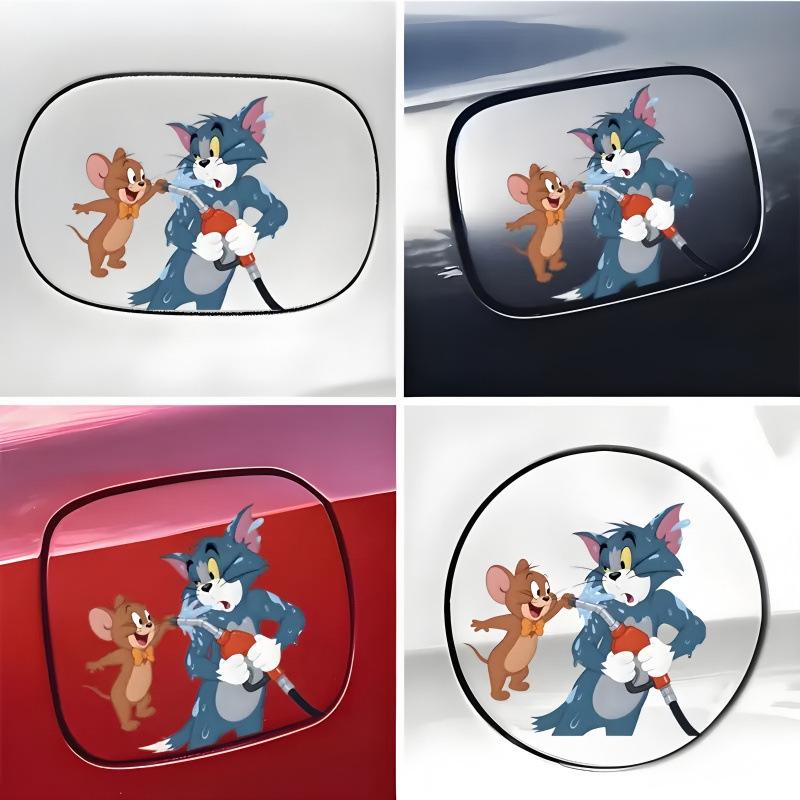 Adesivo Scatola Tappo Olio Auto Cartone Animato Tom & Jerry - Design Carino Transfrontaliero per Decorazione