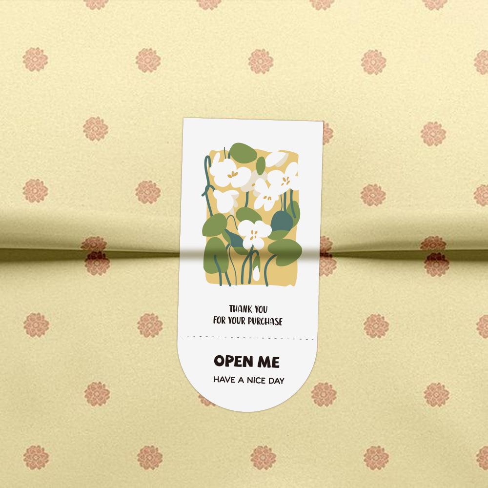100pcs/pack Cute Flowers Open Me Sticker Thank You For Your Order Stickers for Small Business Package Gift Wraps Decor