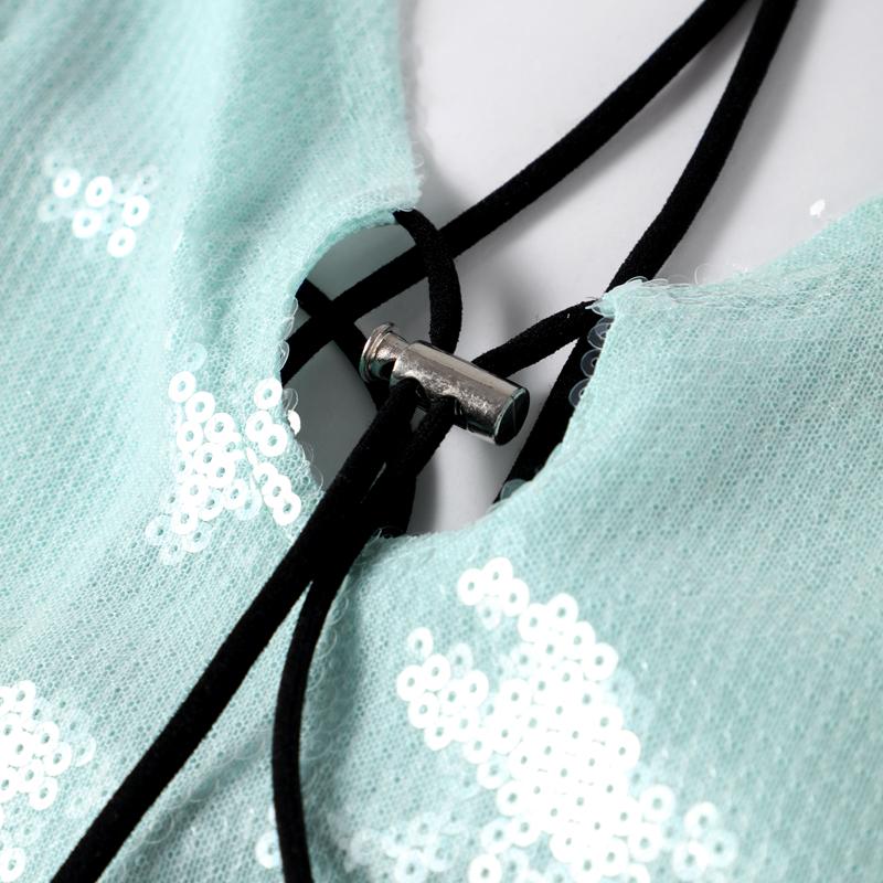 Дамское женское сексуальное длинное сетчатое платье с пайетками и разрезом по талии — фото 17