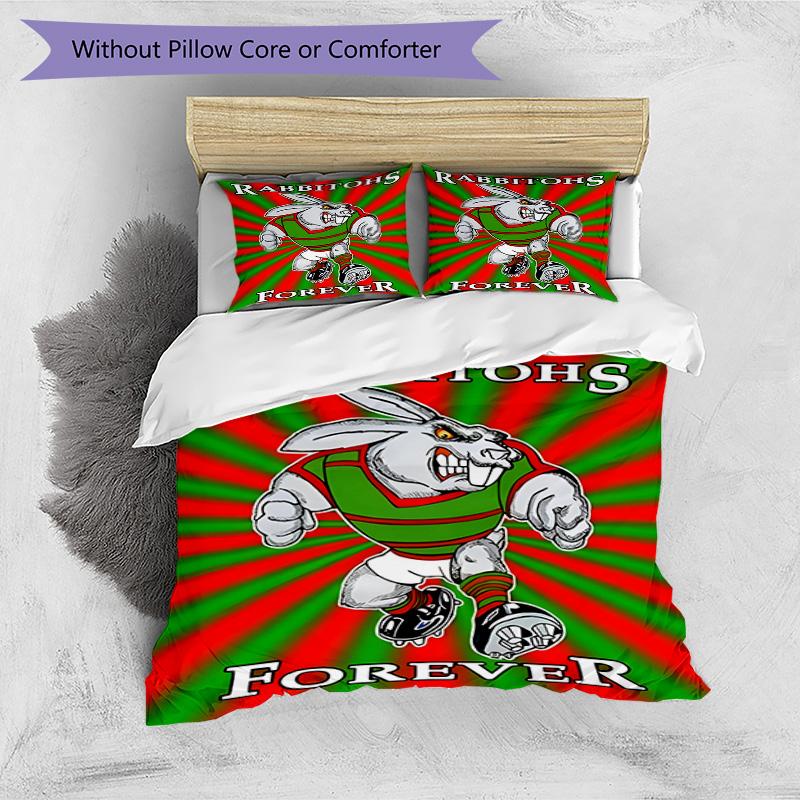 3-teiliges Bettbezug-Set (1 * Bettbezug + 2 * Kissenbezug, ohne Kern), South Sydney Rabbitohs Druck Bettwäsche Set, Schlafzimmer Dekor, Ganzjahres, Geburtstagsgeschenk