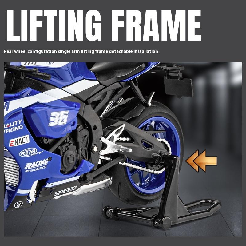 1/12 Scale Yamaha R1M Toy Motorcycle Model Alloy Diecast with Shock Absorption Simulation Scale Motorcycle Model Toys for Kids Gifts