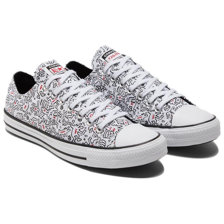 Converse Keith Haring X Chuck Taylor All Star Low Dancing Figures Allover Print Unisex Sneakers White Black Red 171860C