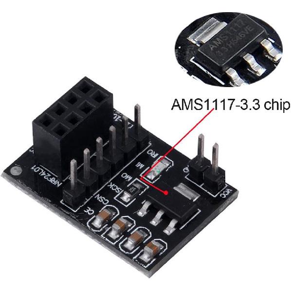 MakerFocus 3pcs NRF24L01+PA+LNA Wireless Transceiver RF Transceiver Module 2.4G 1100m with Antenna and 3pcs NRF24L01+ Breakout Adapter with 3.3V