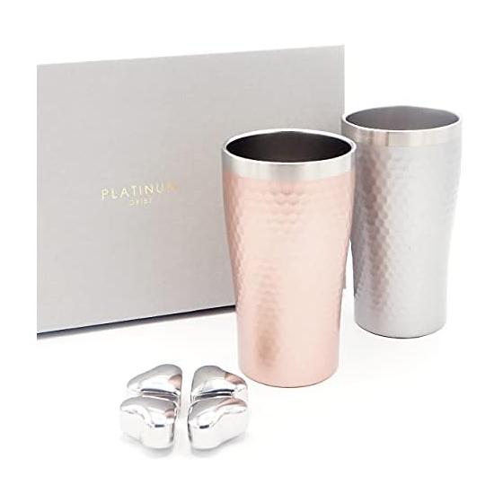 Oribe Platinum Stainless Steel Thermo Tumbler Pair & Heart Present Gift Pair Set of 2 Boxed