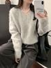 Peruvian Pink Alpaca V-Neck Sweater for Women - Soft, Warm, and Perfect for Autumn and Winter.