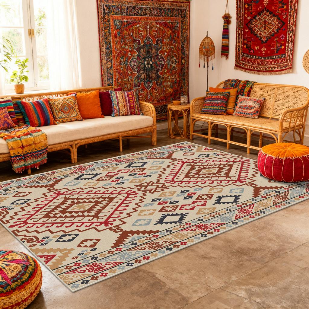 Persian Foldable Living Room Luxury Carpet Decoration Bedroom Bedside Soft Fluffy Rugs Washable Easy Clean Large Area Floor Mats