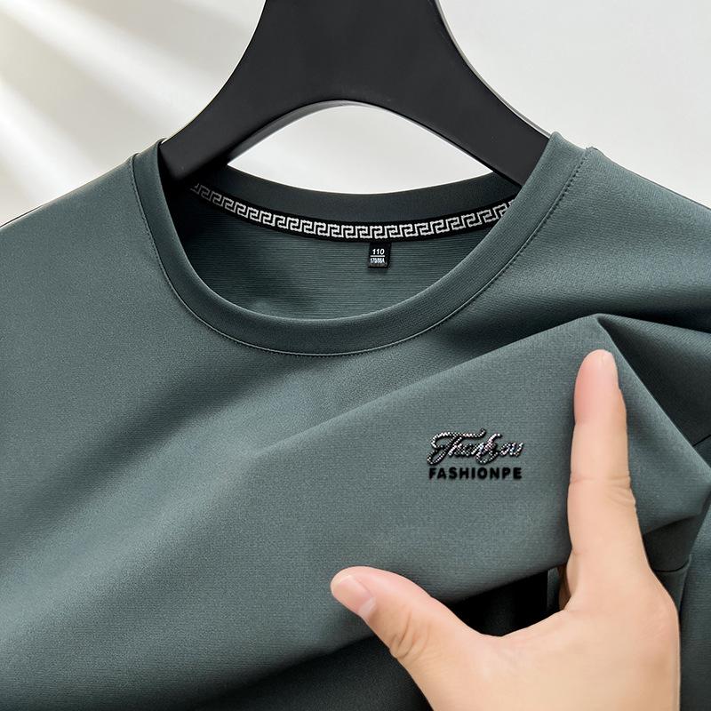 Summer Men's Round Neck Mulberry Silk Short-sleeved T-shirt Casual Half-sleeved T-shirt Men's New Bottoming Shirt T-shirt