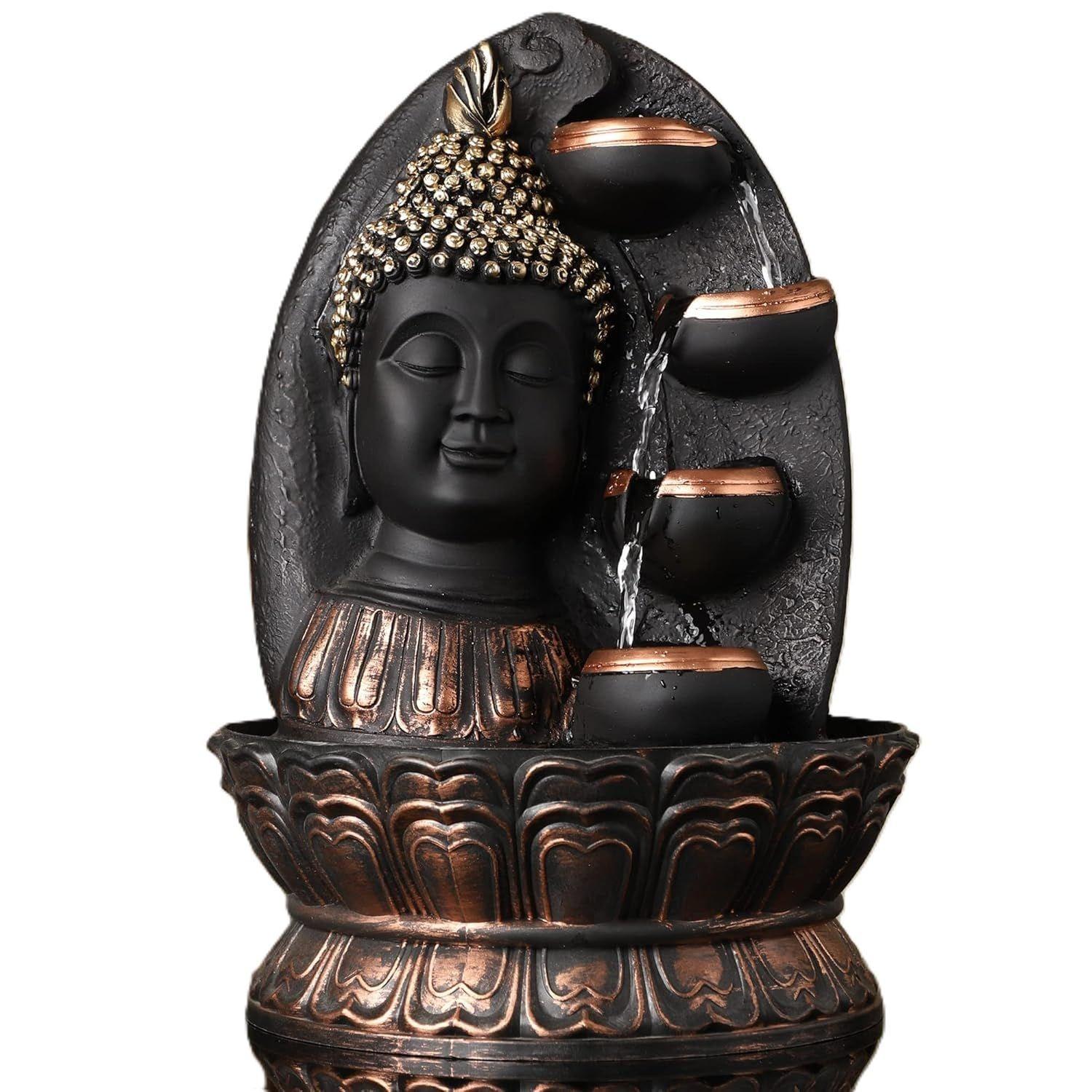 

Полирезиновый настольный медитирующий Будда, водный фонтан Дия, водный фонтан для декора дома и офиса со светодиодной подсветкой, насос с регулятором скорости, комнатный фонтан