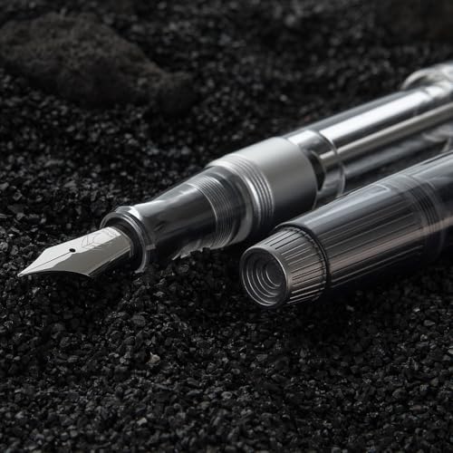 Natami Vacuum Filling Fountain Pen, Titanium & Acrylic, for Writing, Office & Business Use, Large Capacity Pen with Gift Case