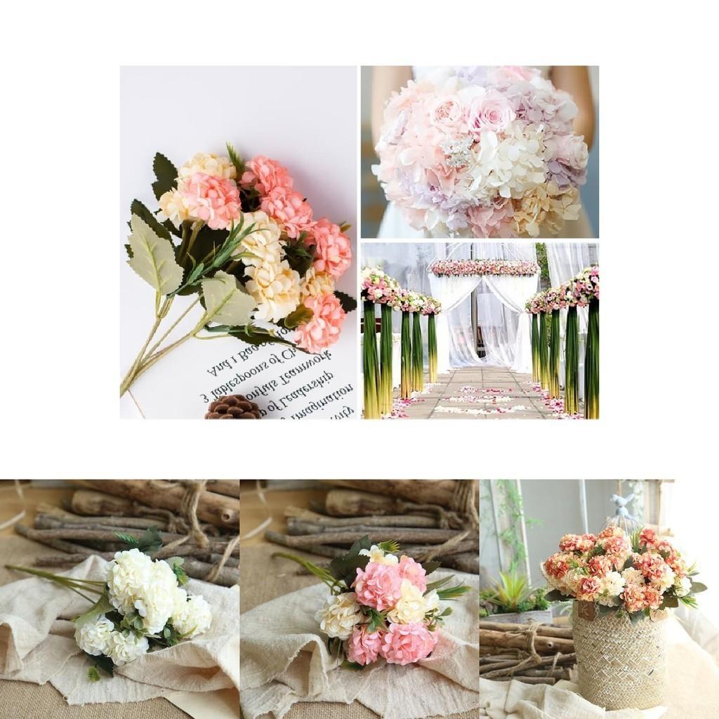 Luxurious 10 Heads Artificial Silk Hydrangea Fake Flowers For Stylish Interior Decoration