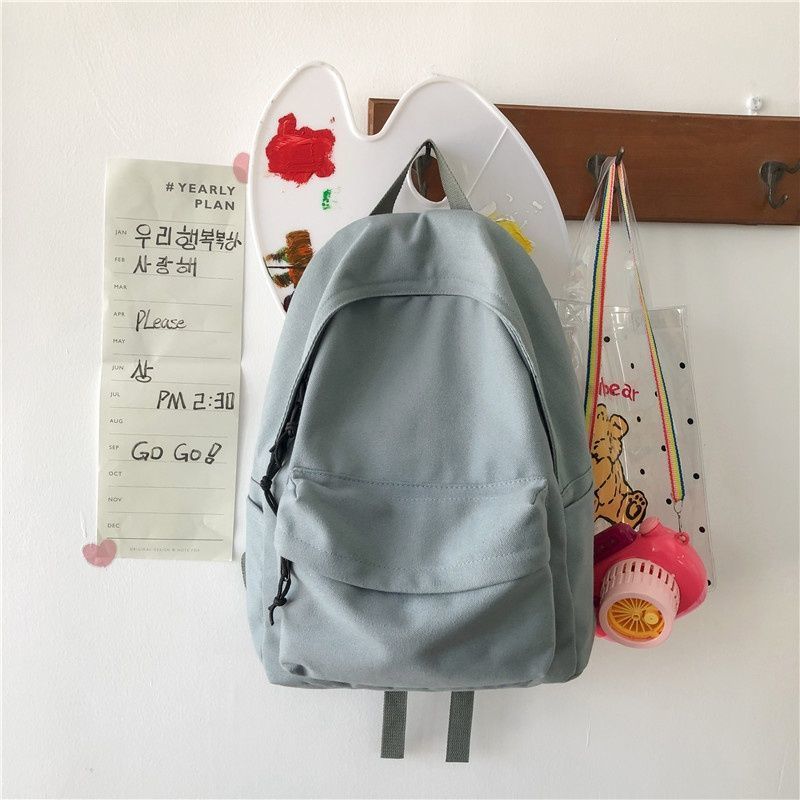High-value schoolbag female ins style Korean version high school college student Japanese large-capacity backpack canvas simple backpack
