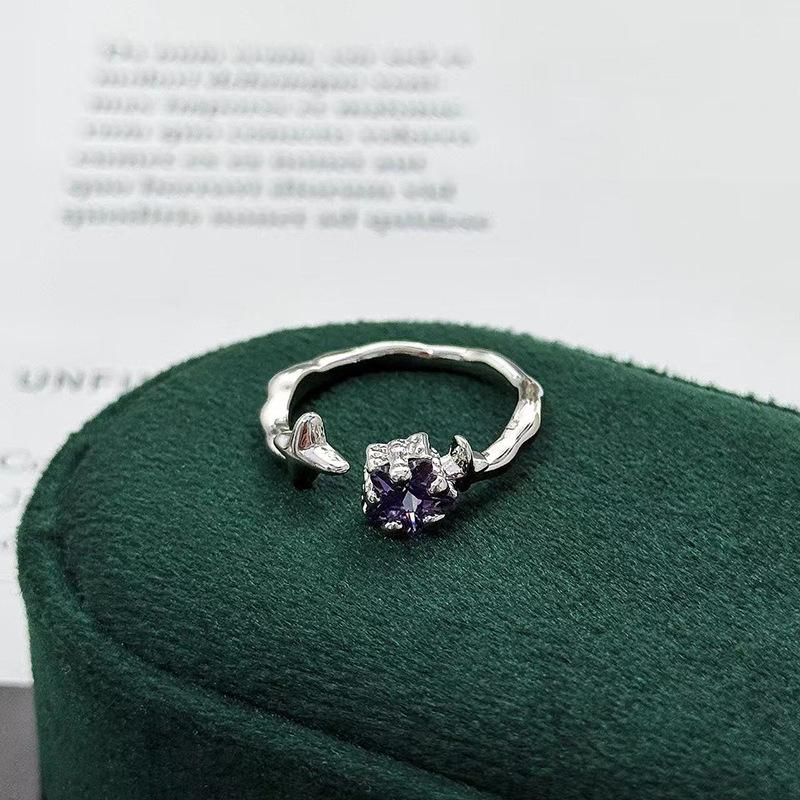 Nine Purple Separation Fire Purple Color Treasure Zir*****Pening Ring Light Luxury Niche High Sense Delicate Stacking Super Immortal Ring Girl
