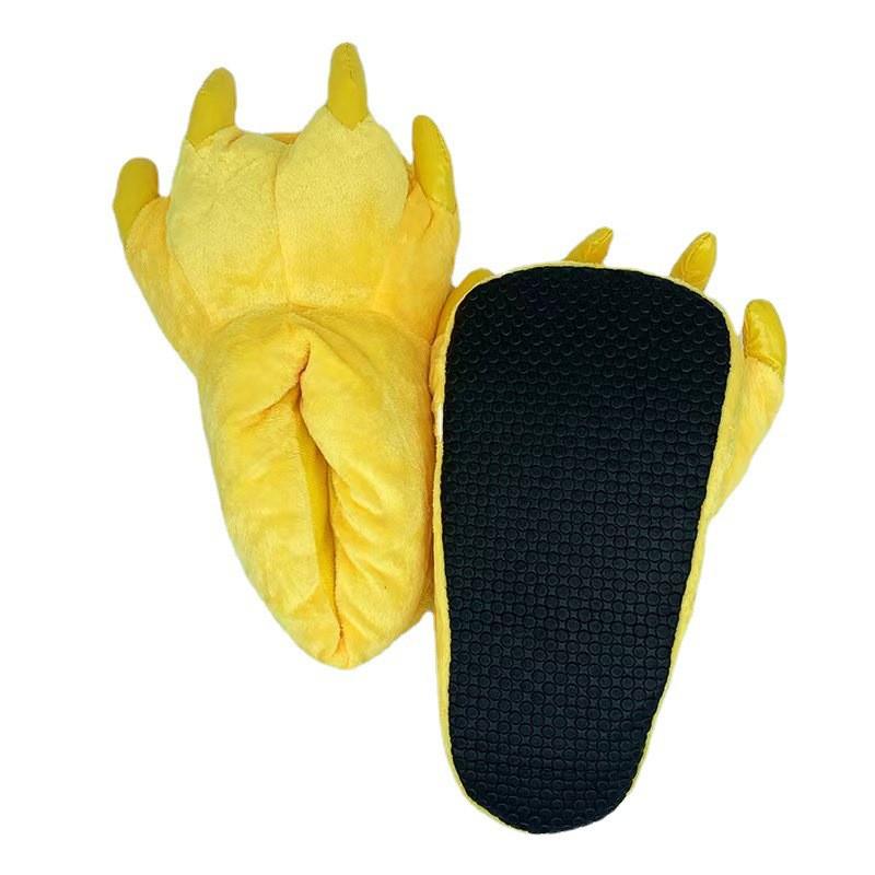 Kreslené bavlněné pantofle s dinosaurem a tygřími drápy - Hřejivé párové boty pro muže a ženy