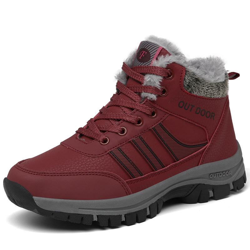 Warm Plush-Lined Winter Cotton Shoes: Casual Sporty Snow Boots for Outdoor Hiking, Ideal for Middle-Aged & Elderly, Available In Large Sizes