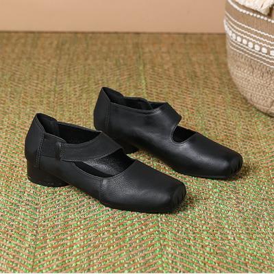 Ballet Dance Shoes Women 2024 New French Thick Heels Shallow Mouth Square Head Retro Mary Jane Shoes for Women Elastic Band