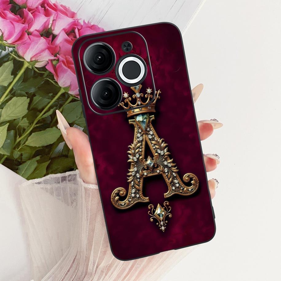 For Itel A80 Case A671L A671LC Back Cover Luxury A Z Initial Letter Crown Soft Silicone Couple Phone Case For ItelA80 A 80 Shell