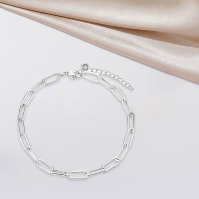 Creative Oval Paper Clip Bracelet Extension Chain Adjustable Bangle Rhinestones Inlaid Simple Bracelet Fashion Accessories