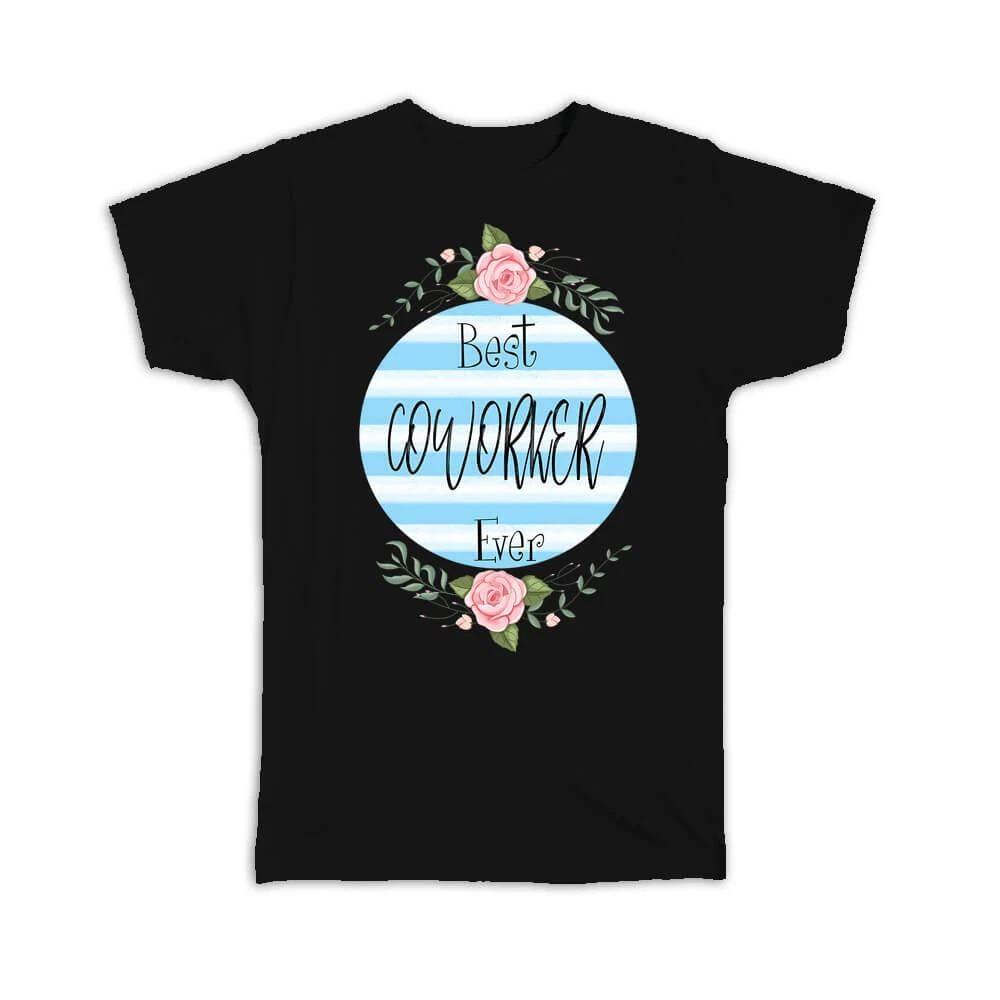 Gift T-Shirt : Best COWORKER Ever Christmas Cute Birthday Stripes Blue 3XL