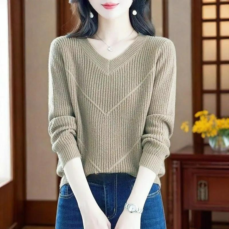 Plus Size Mint Mambo Men's Fat Sweater Chicken Heart Collar V-neck Loose Pullover All-match Western Style